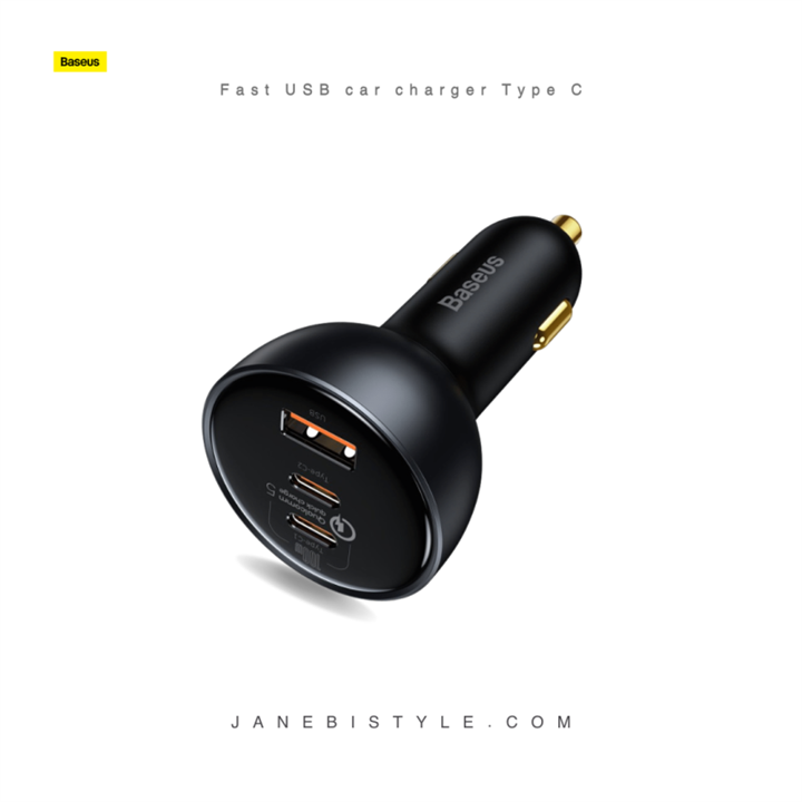 شارژر فندکی 160 وات همراه با کابل بیسوس Baseus fast USB car charger Type C 160W PPS Quick Charge 5 PD TZCCZM-0G